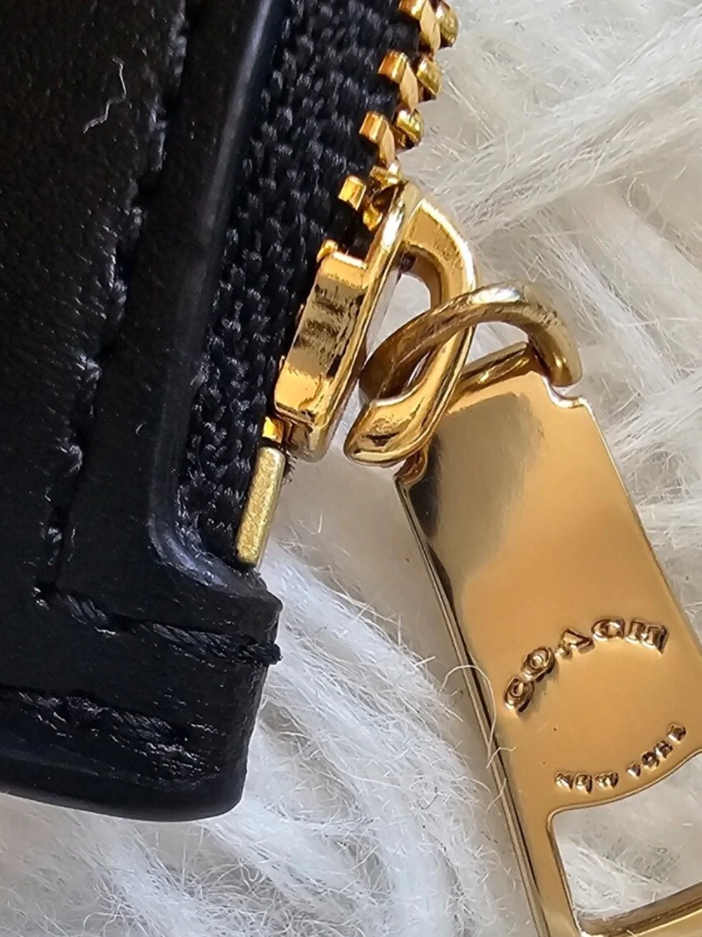 Coach Black Leather Long Zip Pouch with Gold Hardware